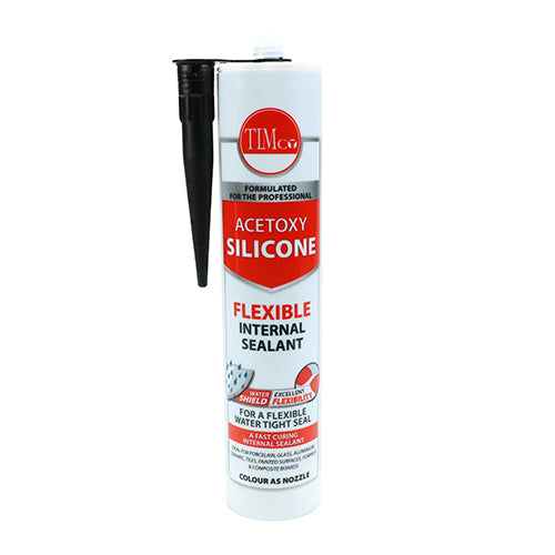 TIMCO acetoxy silicone is a general purpose, single component silicone which offers a flexible watertight seal to most surfaces. For sealing around different types of door and window frames, kitchen units, pipes, sanitary fixtures and duct work. Can also be used for draught proofing.