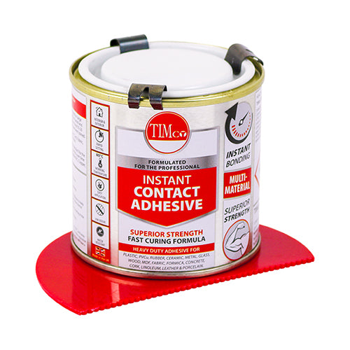 A premium grade high strength rubber based contact adhesive suitable for internal and external applications. The easily spreadable liquid formulation allows for an even and uniform bond on large surfaces such as flat roofs, laminate sheets and flooring applications.  Ideal for humid and damp environments such as kitchens and bathrooms. 