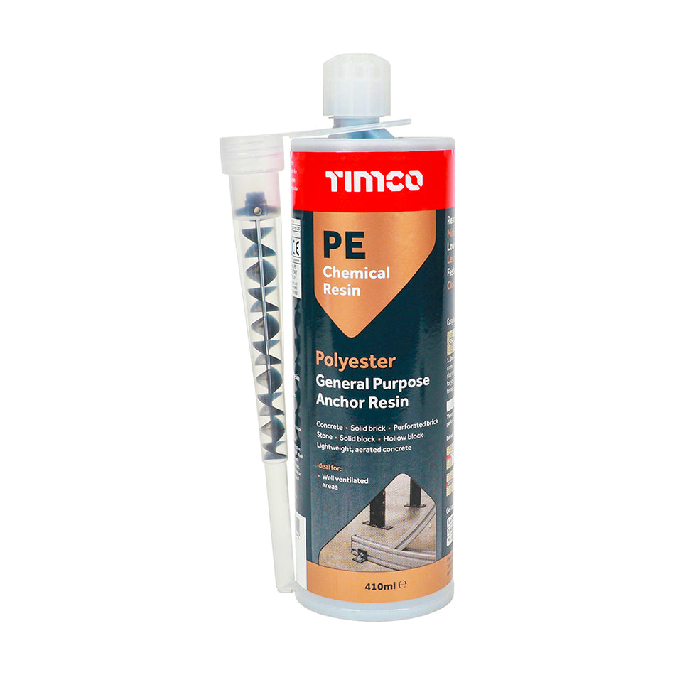 Polyester resin is a two component, mix in the nozzle resin with European approval.  Suitable for many kinds of solid and hollow masonry.  Simple to apply by pumping a required resin quantity into the hole.