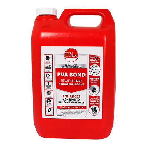 A multi-purpose bonding agent, primer, sealer, cement and plaster admixture that adheres to most common building and DIY materials.
<special id="21"/>Ideal for : Priming unsound surfaces prior to plastering or painting, and as an adhesive on wood, cork, textiles. Suitable for most applications where at least one surface is porous, for general dust sealing on flaking paintwork/walls etc and as a cement and plaster admixture.